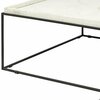 Homeroots Square Top & Black Metal Base Coffee Table, White Marble 376304